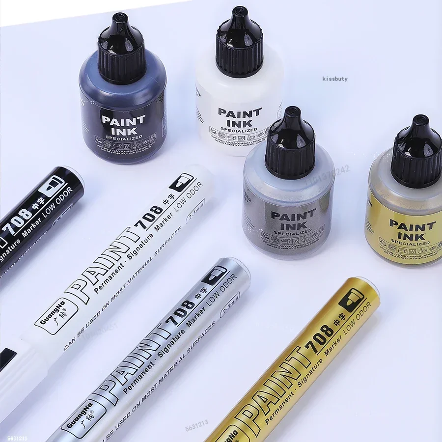 Metallic Paint Marker Pens with Ink Set Gold Silver White Permanent 2mm Art Markers for Manga Crafts Scrapbooking Art Supplies 6