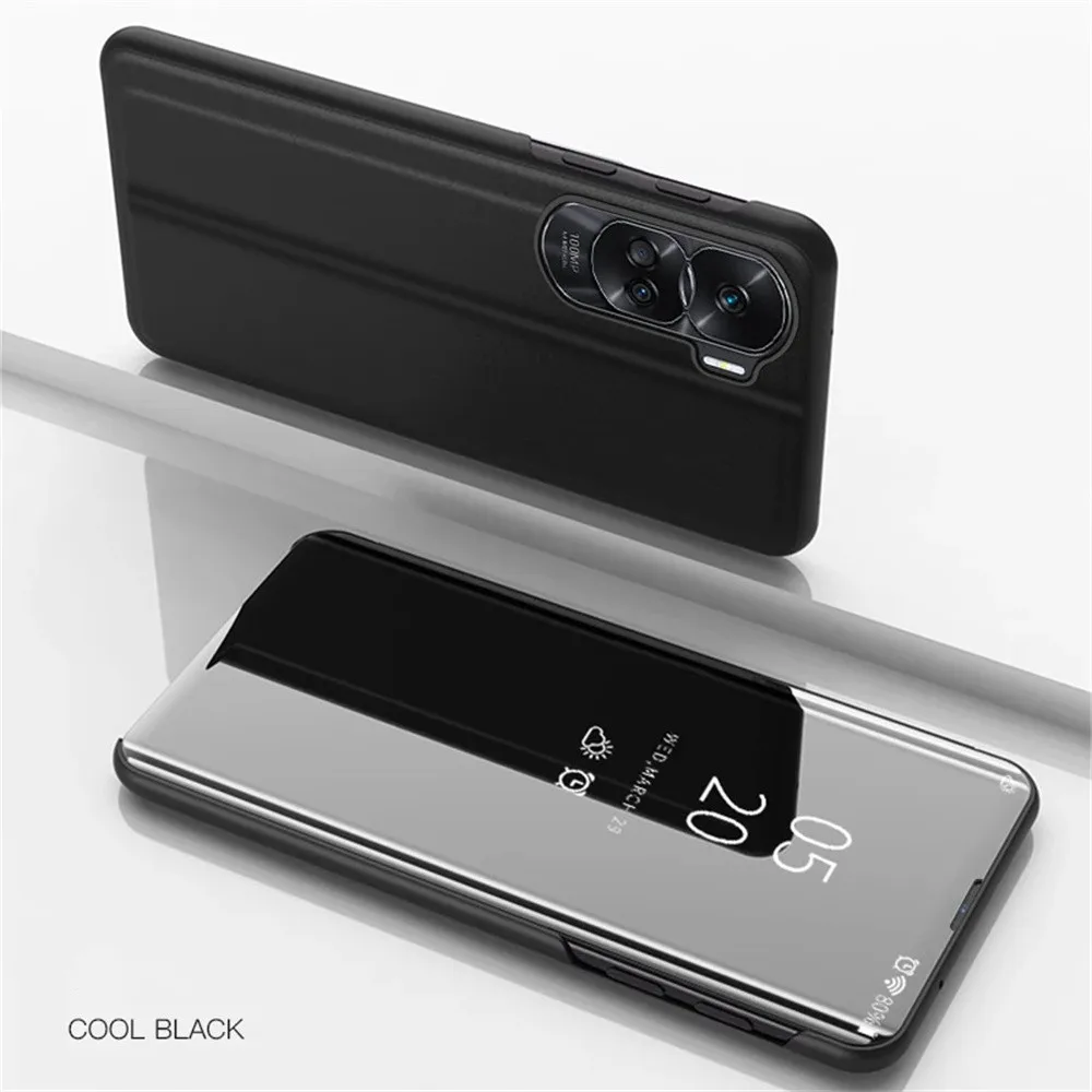 Elegant Mirror Flip Phone Case with Stand Holder - Leather Cover