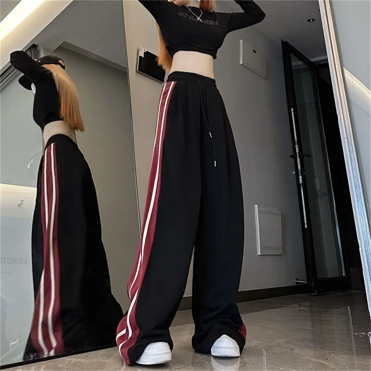 Mode Gerade Hosen Frauen Frühling Jogger Hohe Taille Weibliche Hip Hop Hosen Harajuku Punk Hosen Lustige Capri Streetwear Femme – Detail 9