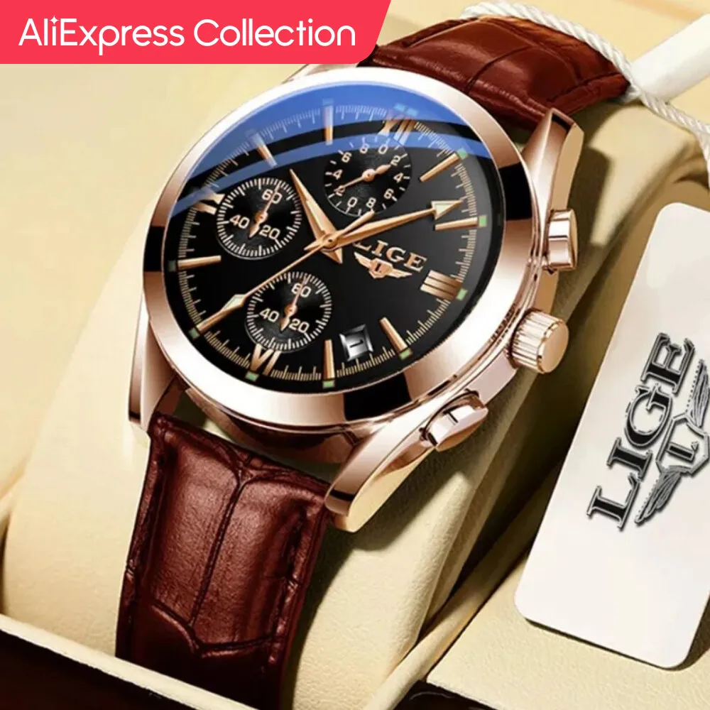 Aliexpress Collection New Fashion Mens Orologi Top Brand Luxury Military Quartz Watch Man Premium Leather Waterproof Sport
