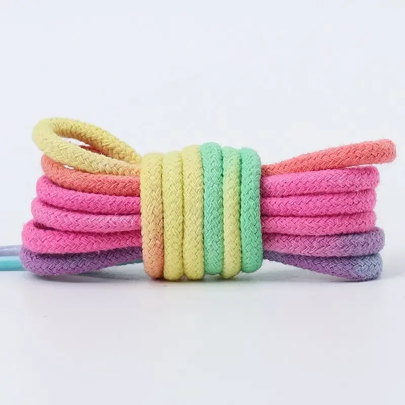 

1 Pair Round Shoelaces Rainbow Cotton Shoe Laces Running For Sneakers 80/100/120/140/160CM Boots Shoestring Shoes Accessories