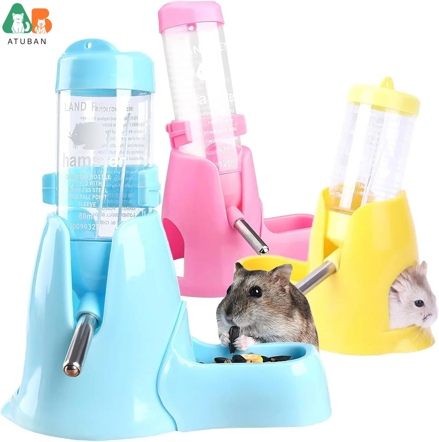 Hamster water feeder small animal water bottle pet drinking bottle Hamster water bottle 3 in 1 small animal pet cage water bottle no drip pet cage bottle 80ml with bracket waterproof drop