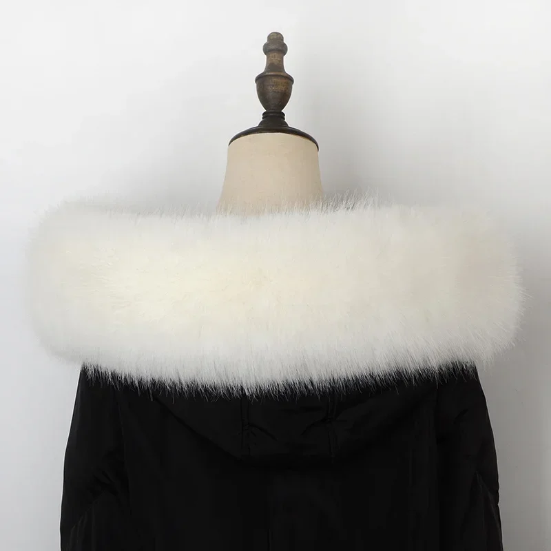 New Faux Fox Fur Collar Winter Women Fake Fur Scarf Shawls for Coat Warmer Decor Furry Hood Trims Parkas Jacket Fur Scarves
