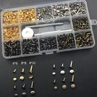 360 Sets Double Cap Rivet Leather Studs With Punching Plier For Leather Craft Repairs Decoration, 3 Sizes And 4 Colors 2