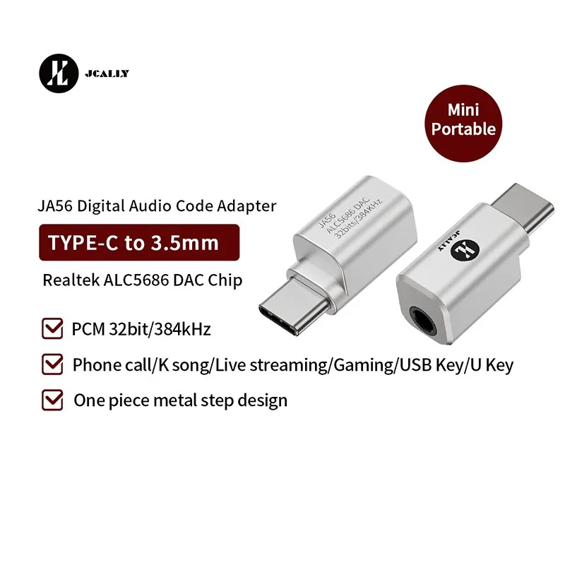 

JCALLY JA56 / JA10i C100 Lightning / Type-c To 3.5mm Earphone Digital Audio Code Adapter for Android IOS Phone Call, Live,Gaming