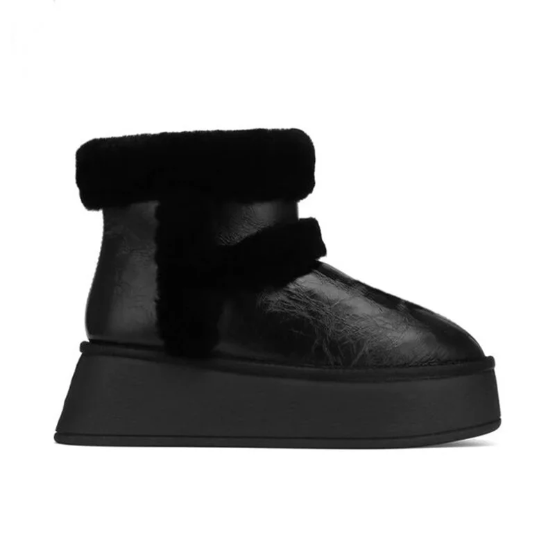 

classic australia women snow boots faux leather fur ankle boots warm winter boots woman flat boots casual outdoor shoes big size