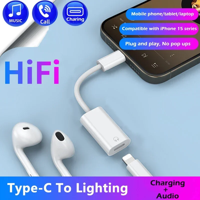 

USB C To Lightning Headphone Audio Adapter for iPhone 15 Pro Earphone Converter Type C To IOS Audio Converter for IPad MacBook