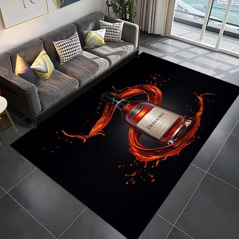 15 Size Hennessy Brandy Pattern Rug Carpet for Living Room Bathroom Mat Creative Doormat Carpet for Bedroom Home Decor