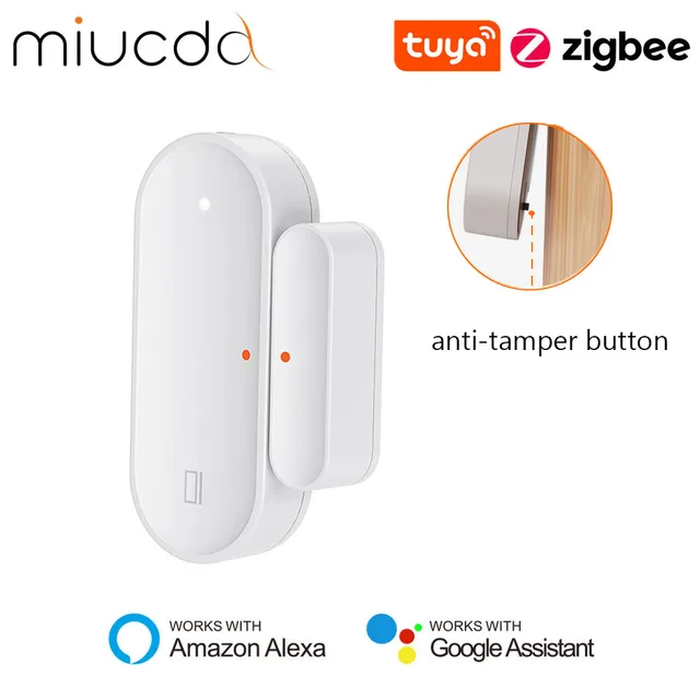 MIUCDA Tuya Zigbee Smart Door Window Sensor Smart Anti-tamper Button Home Burglar APP Remote Control Work With Alexa Google Home 1