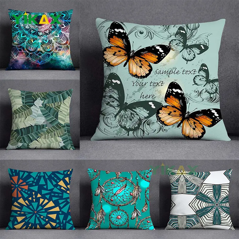 

Dark Green Flower and Animal Pattern Home Decoration Pillowcase Square Pillowcase Home Office Sofa Decoration Cushion Cover