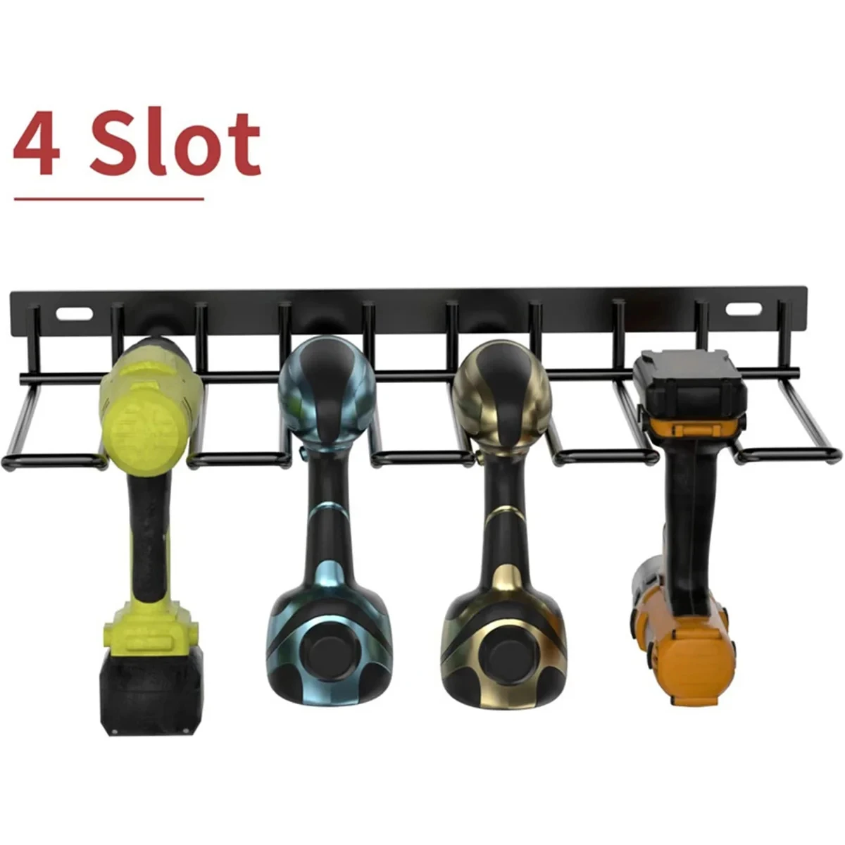 Black Iron Power Tool Organizer Rack Wall Mount