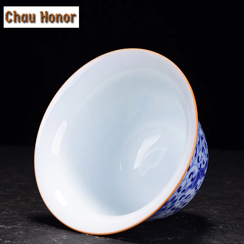 180ml Retro Blue And White Porcelain Sancai Gaiwan Teacup Ceramic Tea Bowl Chinese Porcelain Kung Fu Teaware Gifts Drinkware