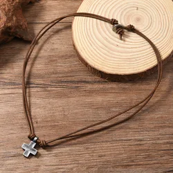 Elegant Handcrafted Braided Leather Necklace with Alloy Pendant - Vintage Luxury Unisex Choker Gift (Brown)