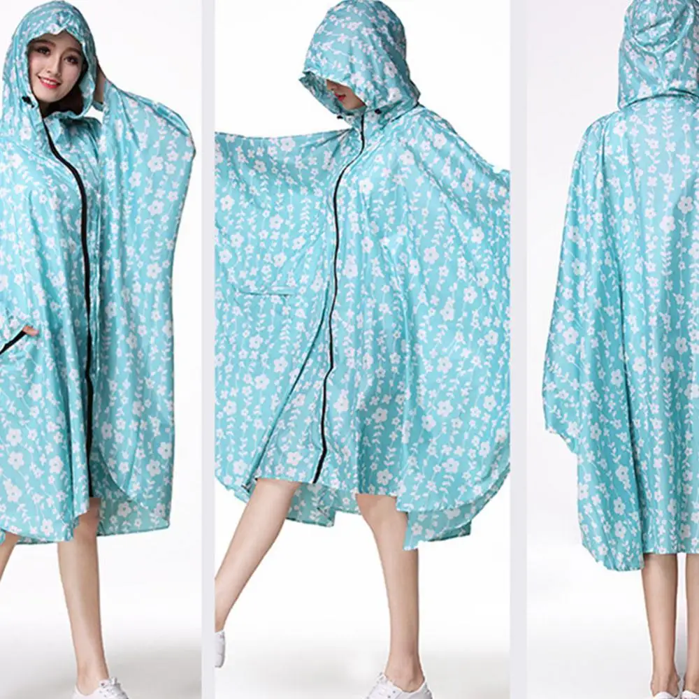 Rain Poncho Waterproof Hooded Stylish Trench Coat Style Women Raincoat Outdoor Long Rain Coat Rainwear