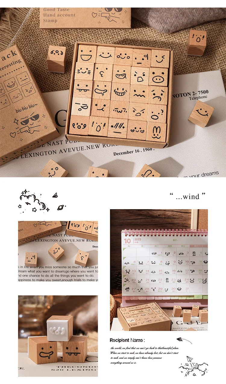 25-teiliges Stempelset für Pflanzen, Schmetterlinge, Wetter, Blumenwoche, Holz, für Scrapbooking, Deko, DIY, Basteln, Standard-Holzstempel – Detail 6