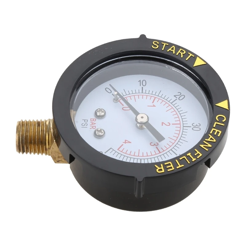 Pool Pressure Gauge 2" Dial Clean Filter Utility Water Pressure Gauge 60psi with Setable for Case & 1/4"NPT Bottom Mount
