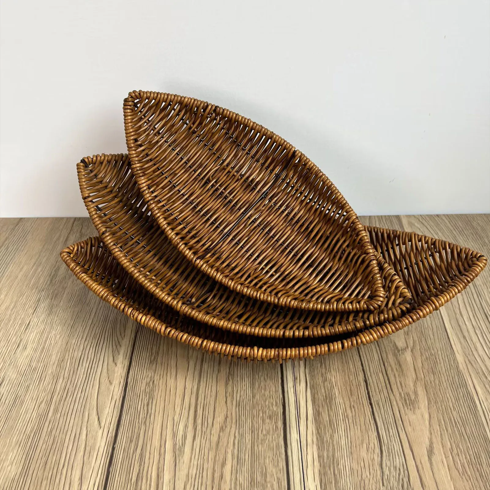 Imitation Rattan Fruit Basket Sundry Storage Basket Hand-Woven Storage Box Home Storage Supplies Tabletop Display Rattan Basket 6