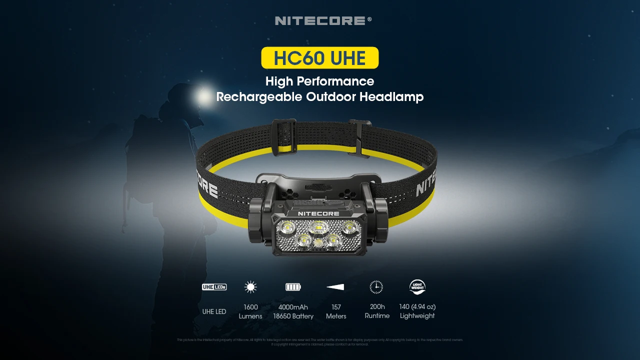 Description Picture 2 of itemNITECORE HC60 UHE Headlights USB-C Rechargeable White & Red Beam 1600Lumen UHE LED High Performance Headlamp Built-in Battery