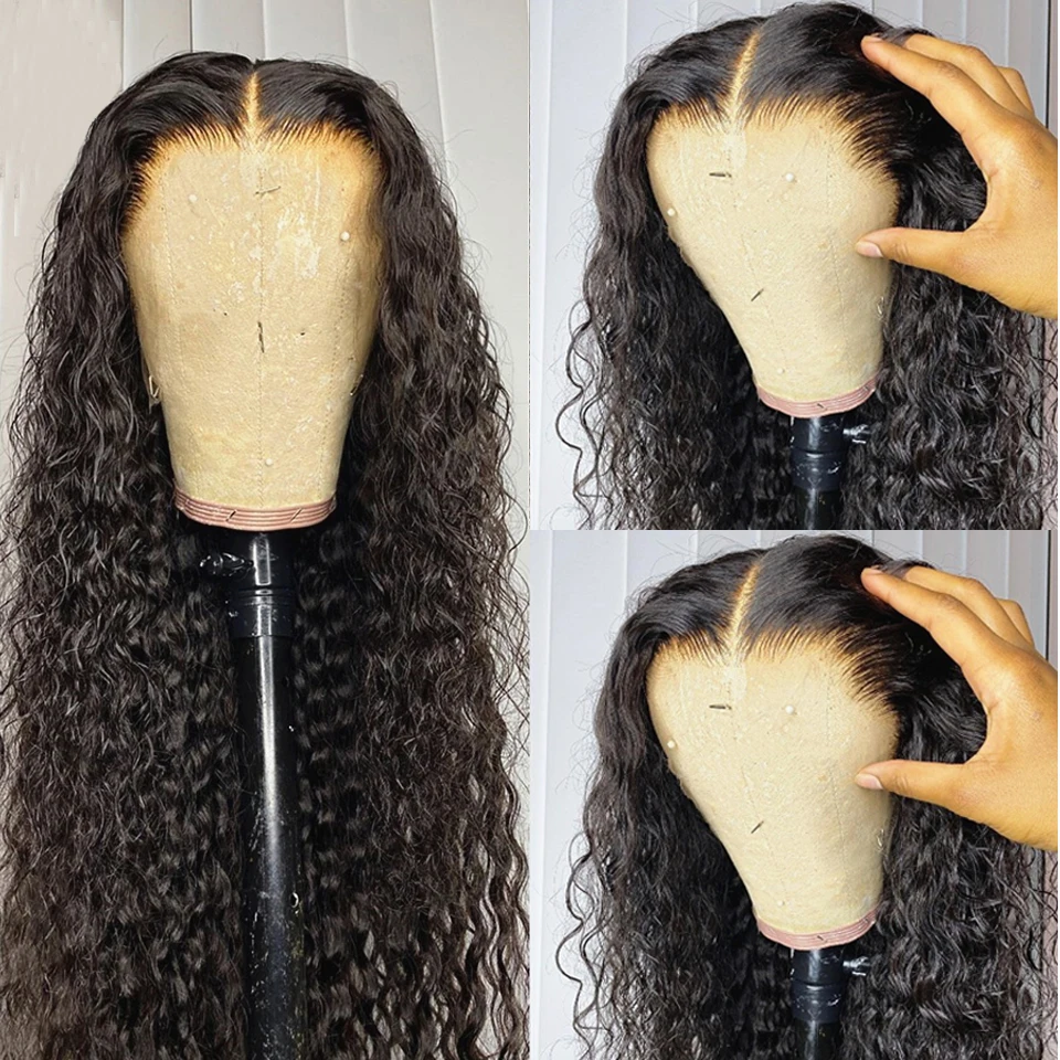 36 Zoll 13x4 Deep Wave Lace Front Perücke Menschenhaar vor gezupft HD transparente Spitze Frontal Perücken für schwarze Frauen 180% Dichte Perücke – Detail 4