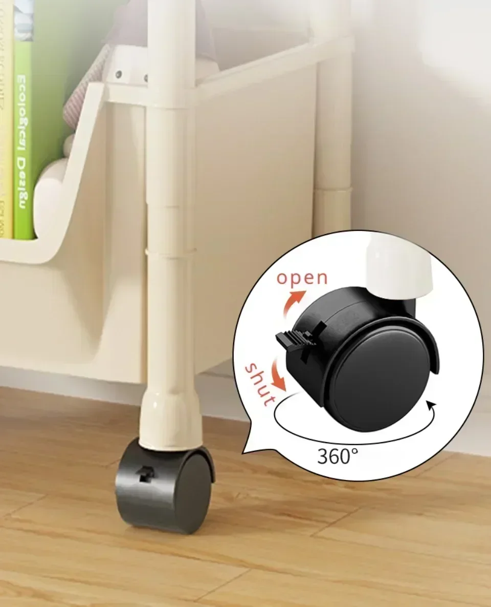 Description Picture 6 of itemTrolley Bookshelf With Wheels Portable Kitchen Storage Rack Mobile Display Cabinet Corner Living Room Movable Storage Holder