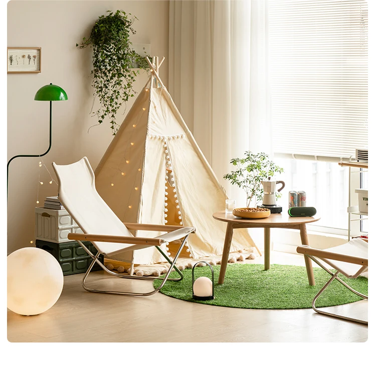 Foldable Chair for Small Spaces, Living Room, Balcony, Modern Lounge Chair for Home or Outdoor Use, Tear-Resistant Canvas Fabric