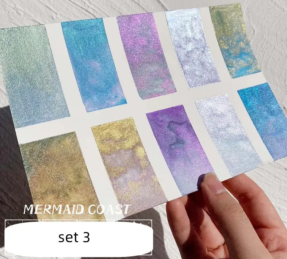 Watercolor Painting Set Watercolor Paint Watercolor Pigment Super Vision Metallic Mica Layered Color Watercolor Paint Set 1ml Handmand Sample Artist Water Color for Painting Art Suppliers