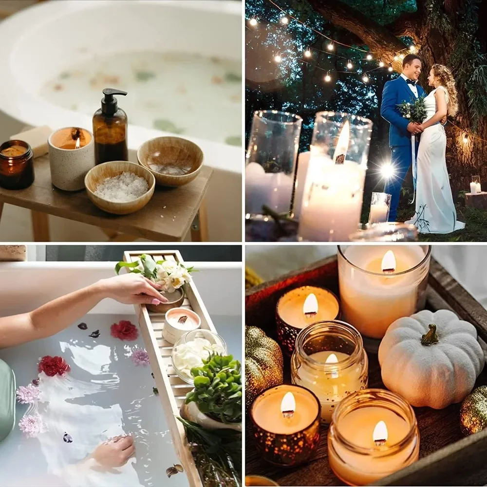 100-Piece Wooden Candle Wick Set with Holders for DIY Scented Candles and Decor