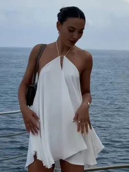 Sexy Party Off Shoulder Dresses Women's Elegant Sleeveless Hollow Out Beach Dress Backless High Street Lady Summer Vestidos 1