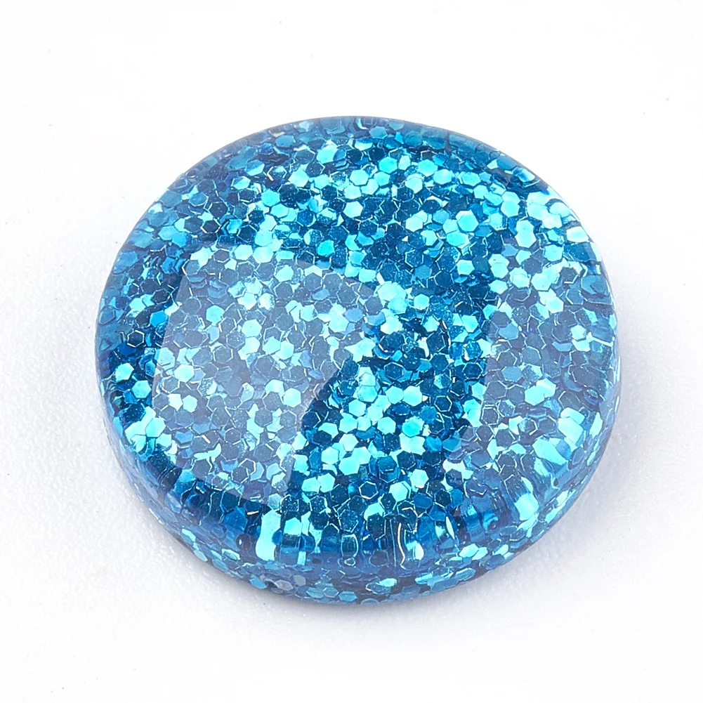 200pcs Flat Round Resin Cabochons  with Glitter Powder Cabochons Mix Color for jewelry making DIY Crafts Decor,13.5~14mm
