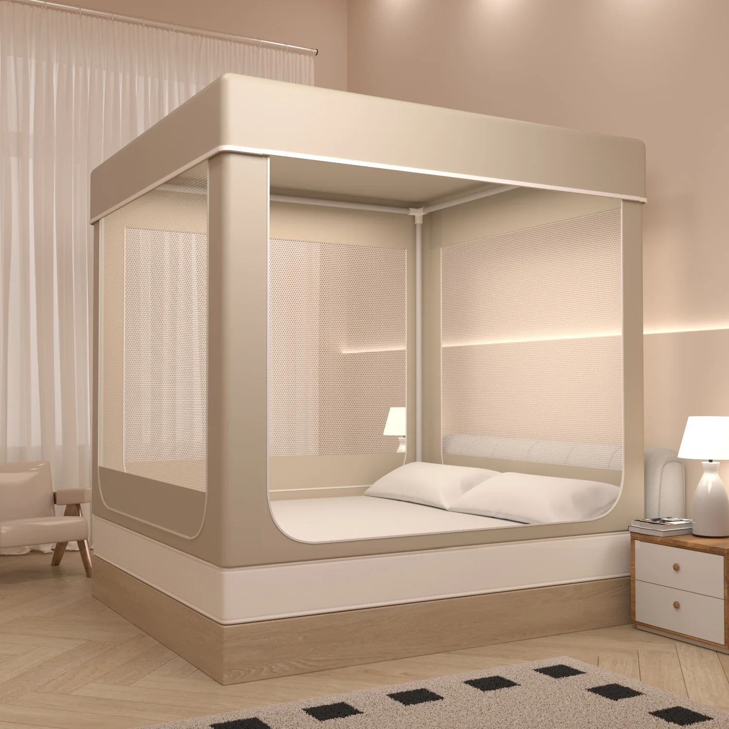 Zanzariera Baldacchino Pieghevole Per Letto - Per Singolo, Matrimoniale O King Size - Foto 9