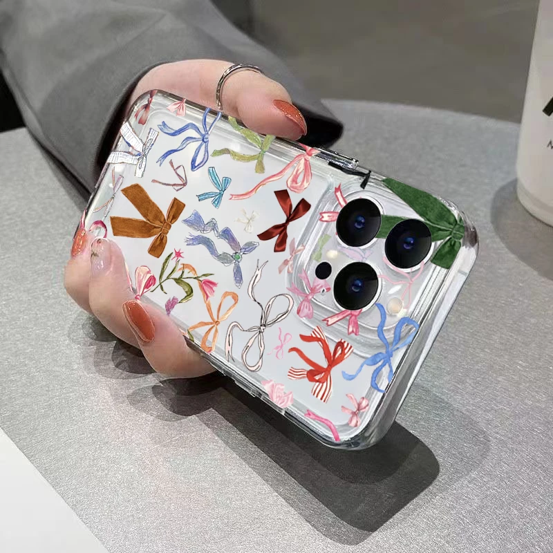 Bow Pattern Transparent Soft Phone Case - Stylish and Elegant Protection