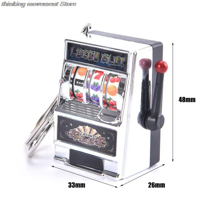 1pc Lucky Jackpot Mini Fruit Slot Machine Fun Birthday Keychain Gift Kids Educational Toy Coin Operated Games Gambling Machine