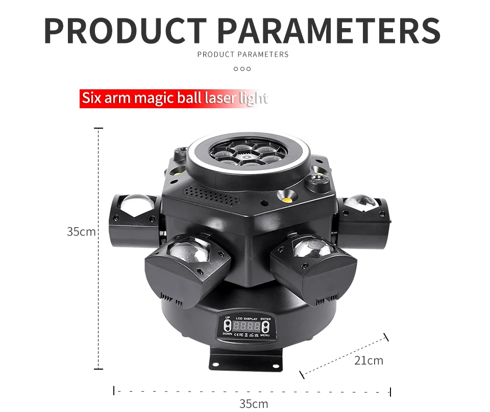 Remote 6 Arm Pattern Moving Head Light RGBW 120W Mini 6 Head Strobe Effect Stage