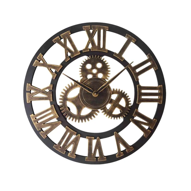 34cm Retro Industrial Gear Wall Clock – Decorative Hanging Clock 2