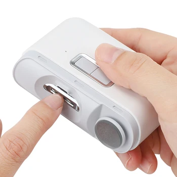 자동 전기 네일 클리퍼, USB 충전식 네일 트리머 그라인더 클리퍼 커터, 아기 성인용 조명 포함 연마 도구