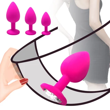 Silicone Anal Plug Butt Plug Bullet Vibrator for Women Men Prostate Massager Soft Different Size Gay Anal Sex Toys for Adults 3