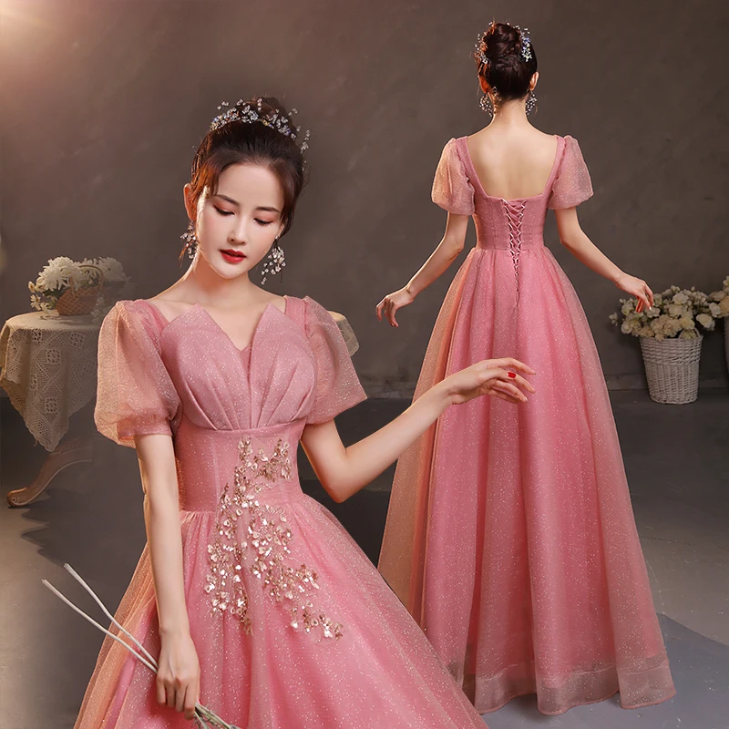 

Puff Sleeve Girls Quinceanera Dress Pink Princess-style Evening Gowns For Valentine's Day Birthday Robe De Soiree Femmes