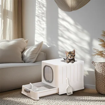Foldable Top Entry Cat Litter Box 1