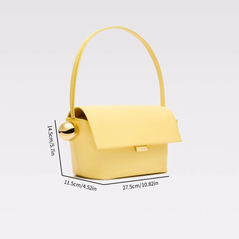 Women's Shoulder Bag with Flap, Solid Color Fashion Top Handle Bag with Metal, Women's Luxury Design Handbag for Everyday Style - 3