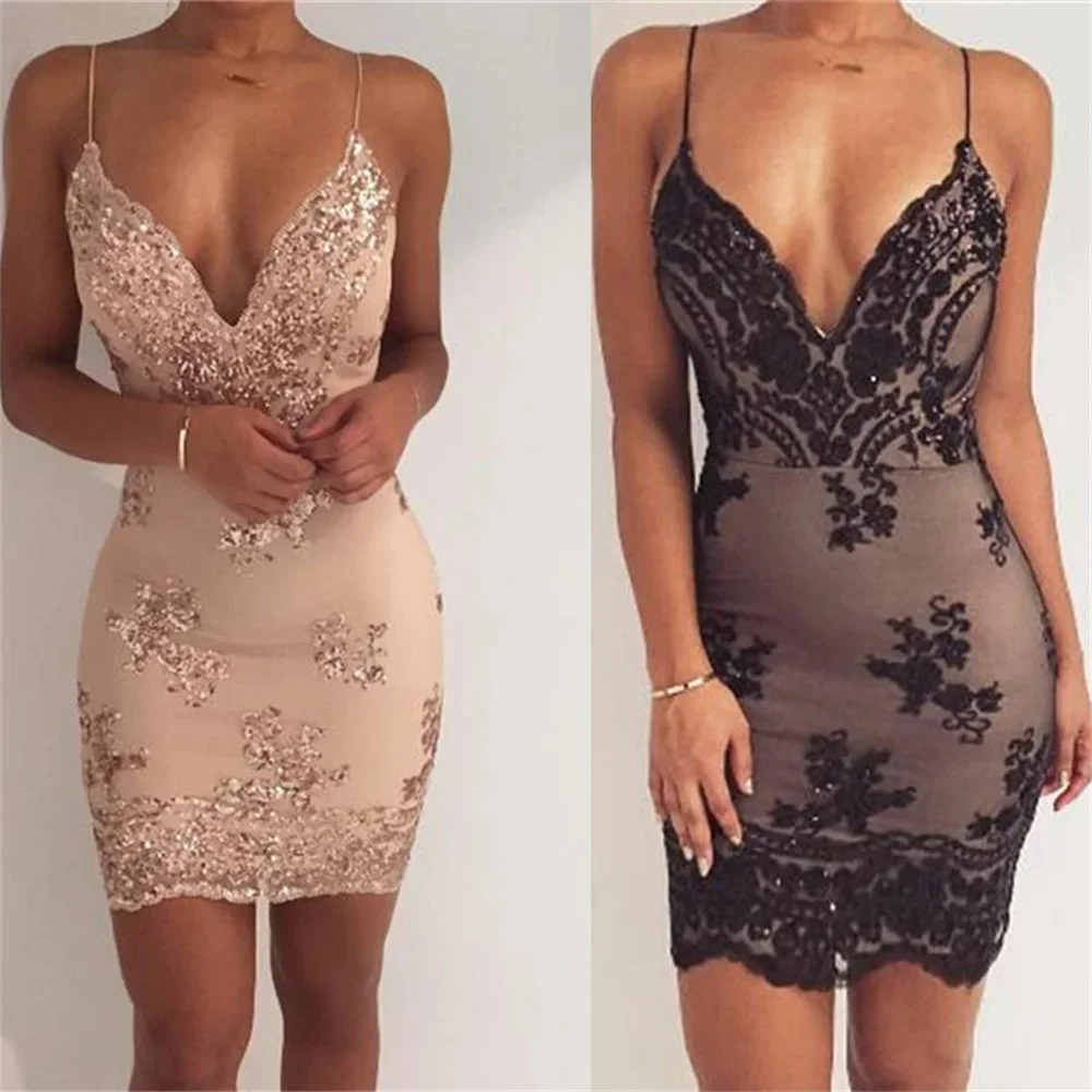 

2024New Sexy Club Outfits Sequin Summer Dress Women Mini Black Party Dress Vintage Woman Dresses Vestidos Clothes