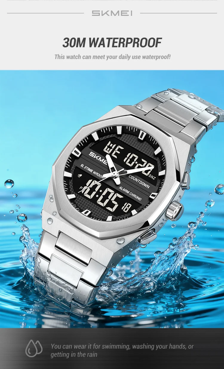 SKMEI 2624 Neue Freizeit Herren Mode Sport Business Chrono Quarz Digitaluhr Dual-Display Armbanduhr Uhr Relogio Masculino – Detail 7