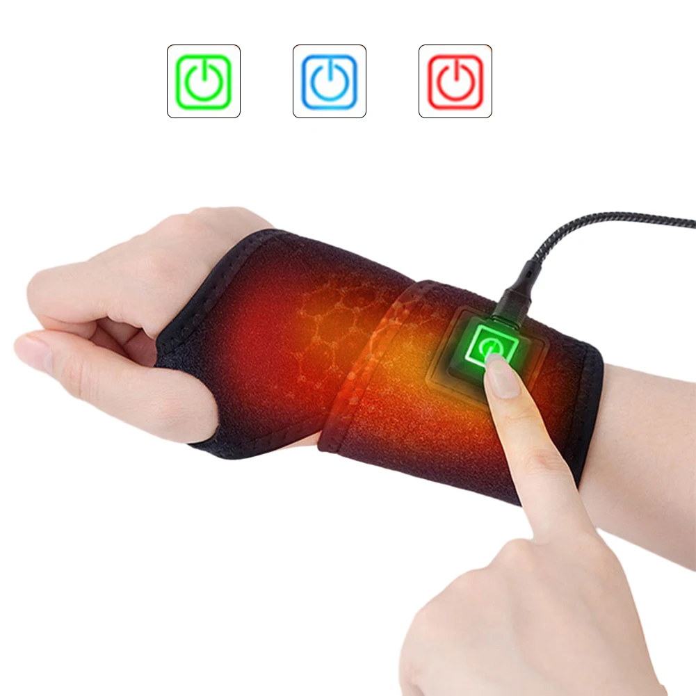 Electric Wrist Thumb Brace Heating Pad 3 Level Temperature Wrist Warmer Support Wristband for Injury Rheumatism Tendonitis