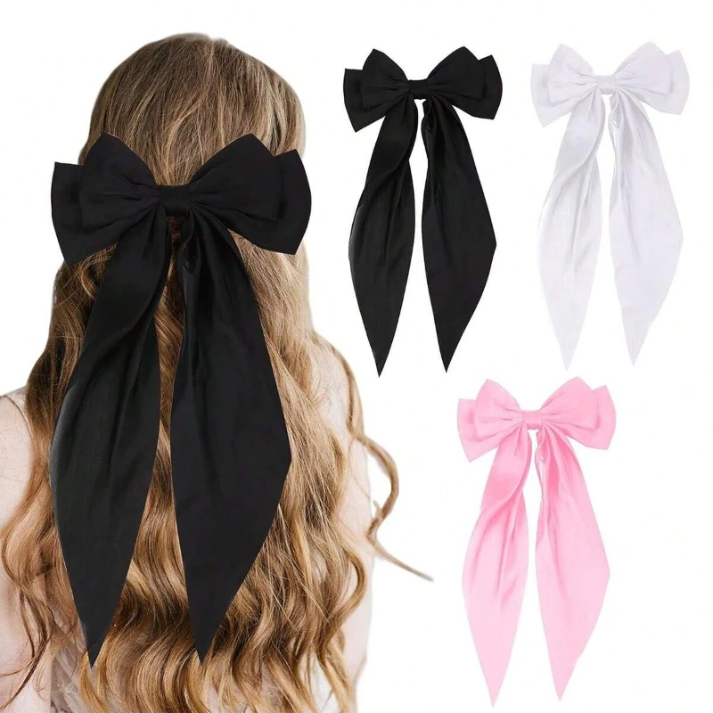 

Elegant Vintage Solid Color Hair Bows with Ribbon Streamers for Daily Wear, Gift, Party Hair Accessories for Women