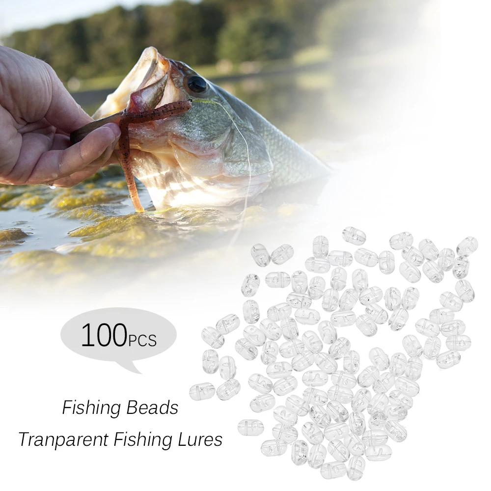 Fishing Beads 100PCS/200PCS Tranparent Double Cross Hole Beads Hard Clear Sets Fishing Lures Accessories fishing beads,fishing accessories,fishing tackle