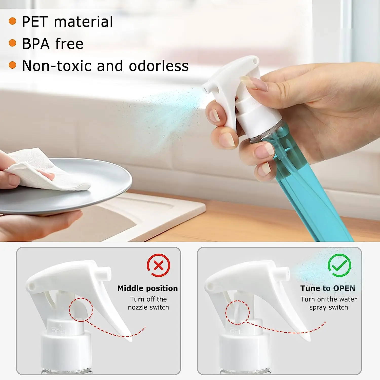 Everyday Solution - Soporte para toallas de papel con botella de spray de 7  onzas, rociador estético para encimera de cocina con soporte para toallas