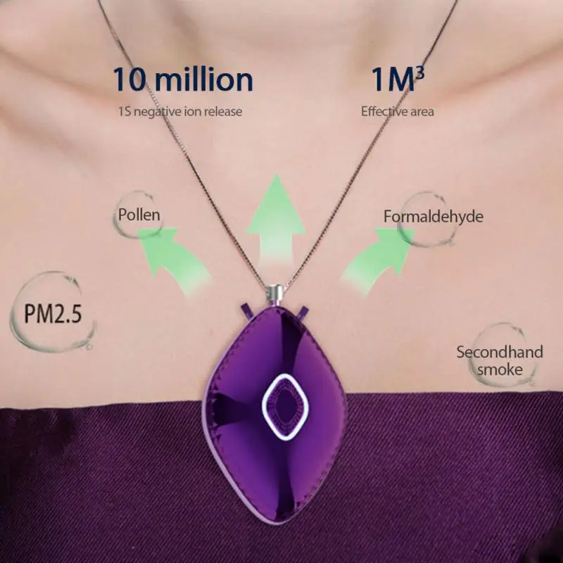 Mini USB Wearable Necklace Air Purifier Portable Household Anion Generator Remove Formaldehyde Negative Ion Air Freshener