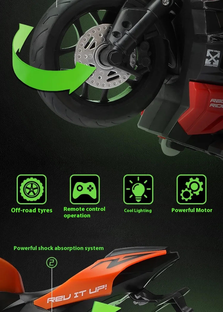 Motocicleta de control remoto, motocicleta todoterreno inteligente de aleación, juguete eléctrico, coche de carreras RC de alta velocidad, motocicleta acrobática a la deriva