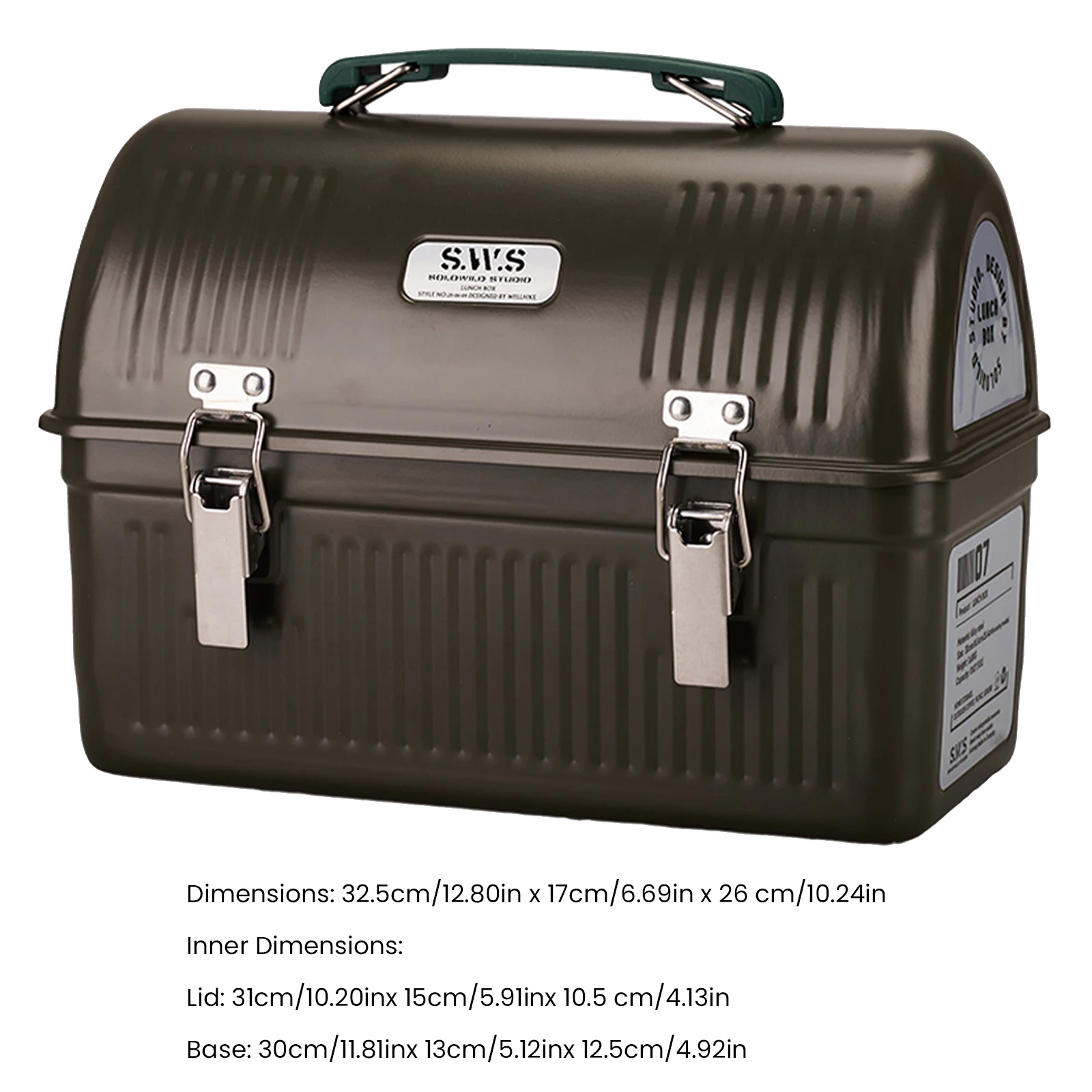 Vintage Metal Lunchbox With Handle And Latch 9.5L Metal Lunchbox Storage Boxes Food Drinks Containers Outdoor Camping Tools New