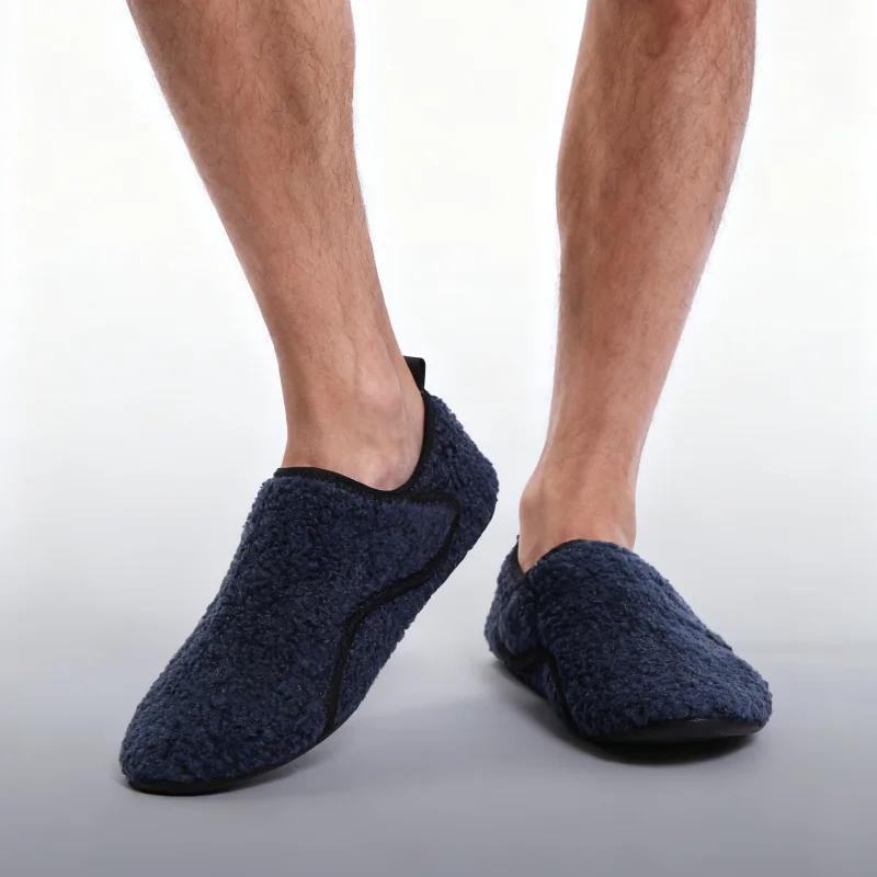 Lässige Baumwollschuhe für Herren mit Schnürsenkeln und Magic Tape. Warme und leicht zu tragende, bequeme Hausschuhe für zu Hause – Detail 13