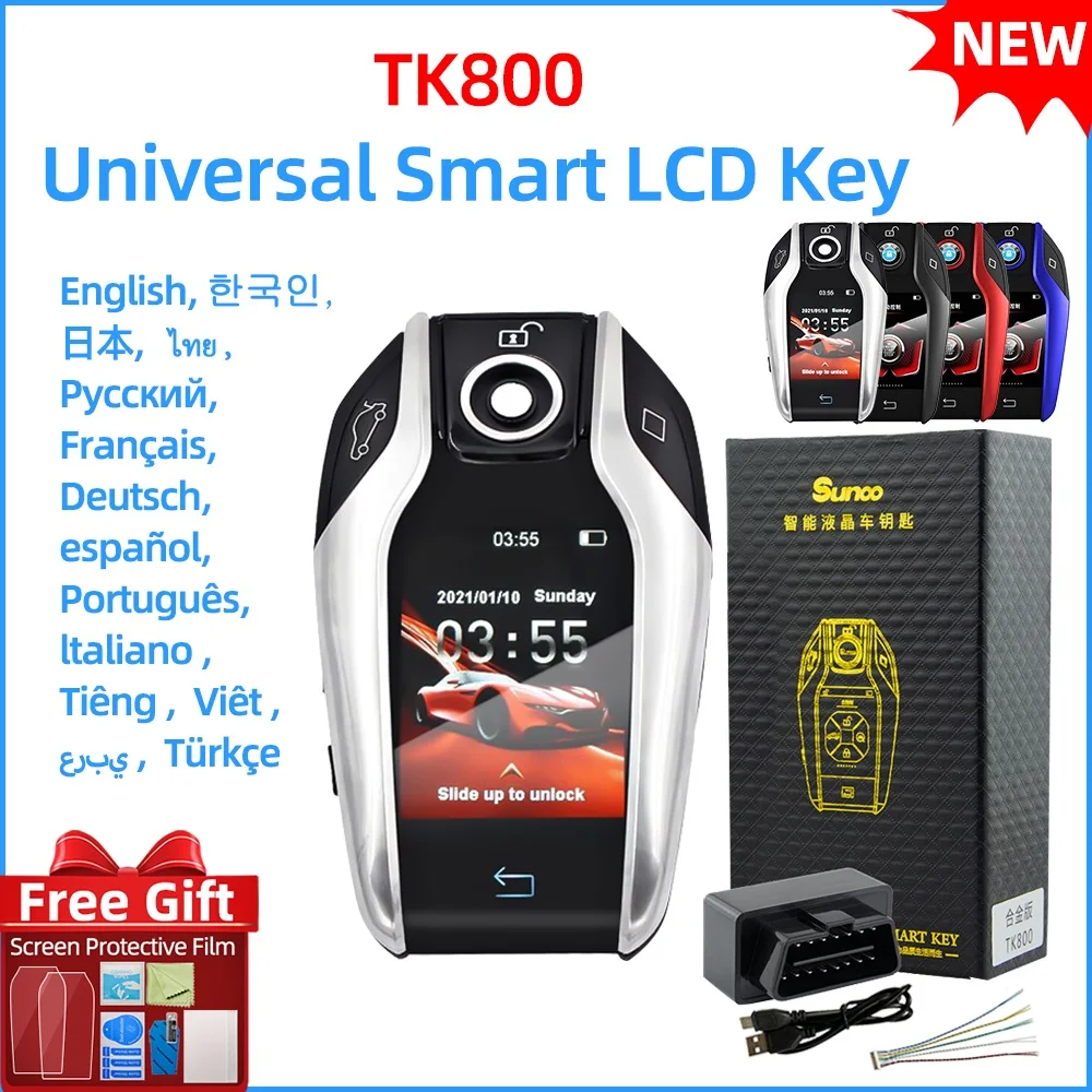 TK800 Korean/English/Spanish/Portuguese Smart LCD Key Modified Boutique Universal Remote Car Key For Hyundai/Audi/Ford/BMW/Benz
